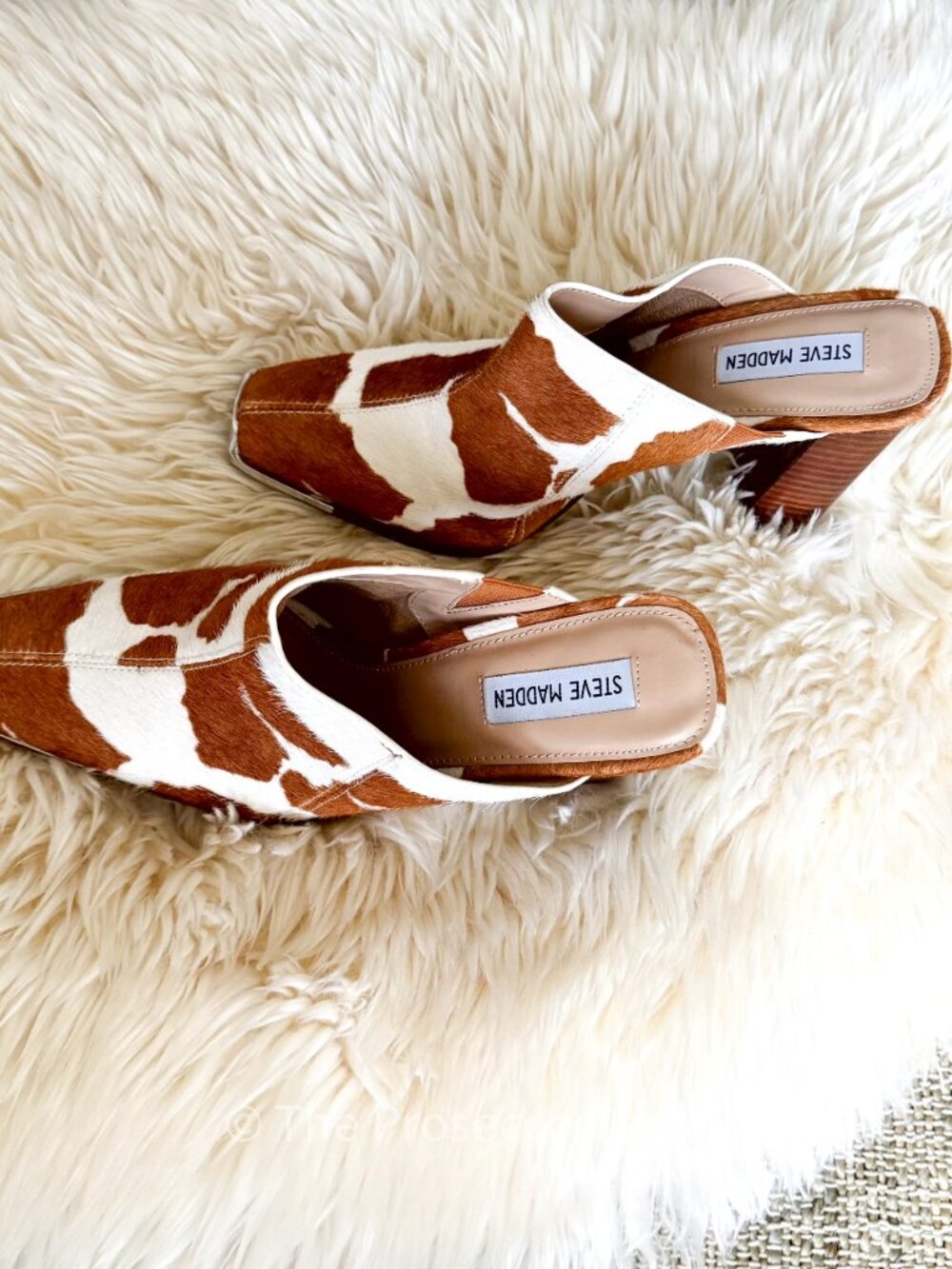 NWOT Steve Madden Cow Print Square Toe Mule (10) - Picture 5 of 7